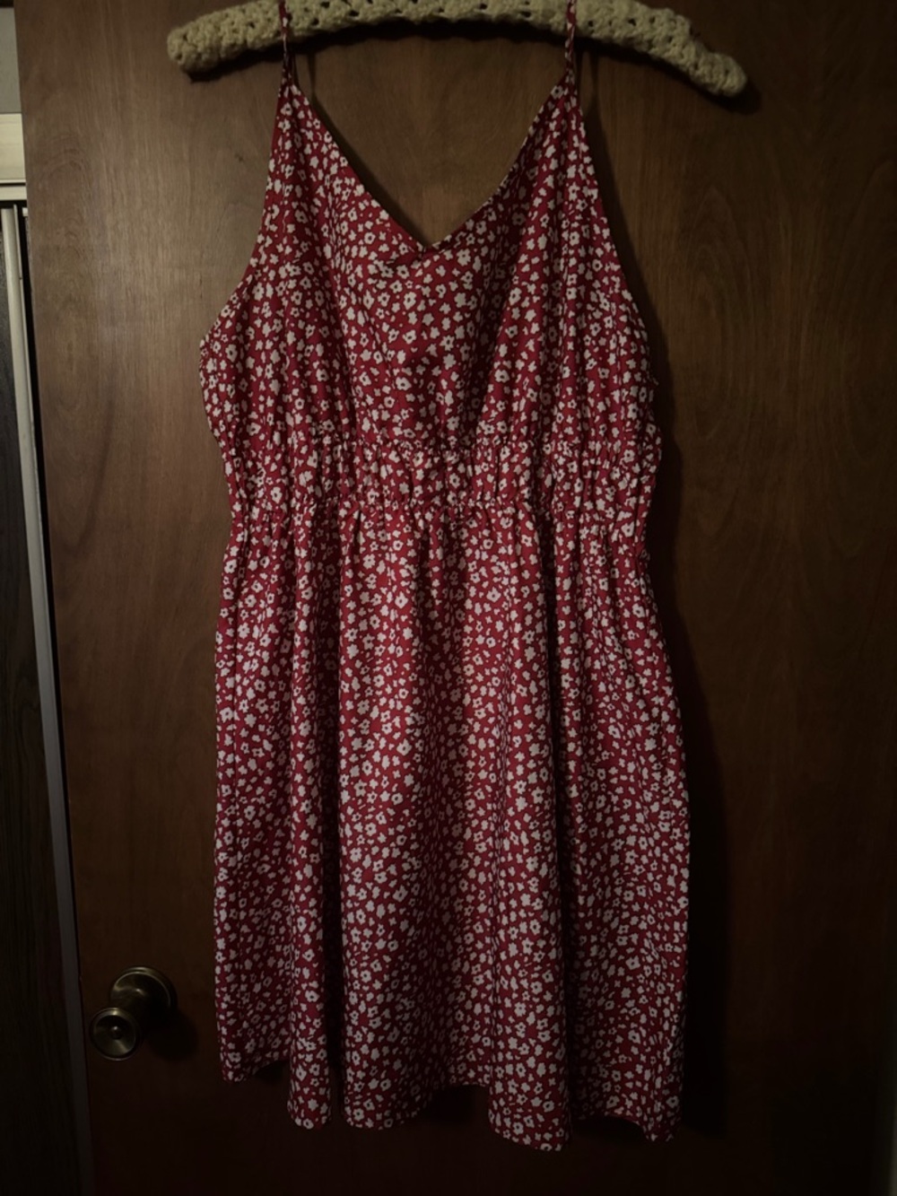SHEIN Red Floral Spaghetti-Strap Mini Dress